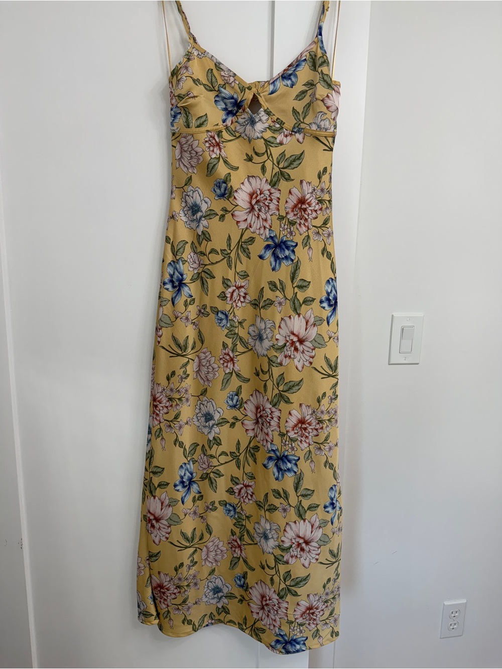 Sunflower Floral Maxi Slip Dress with Spaghetti Straps